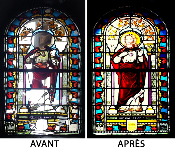 Restauration vitrail de l'église d'Eslourenties